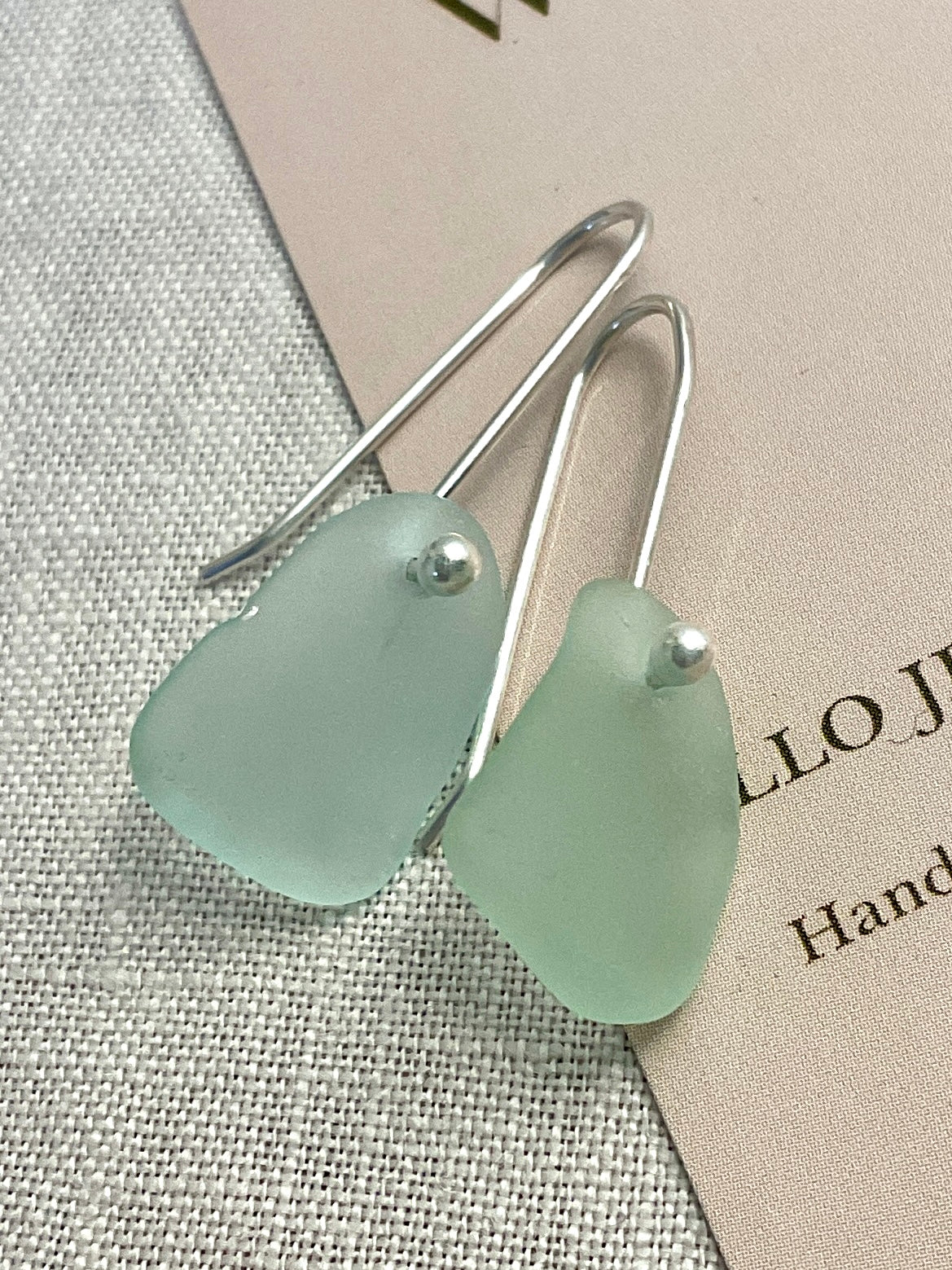 Light green Sea Glass earrings.