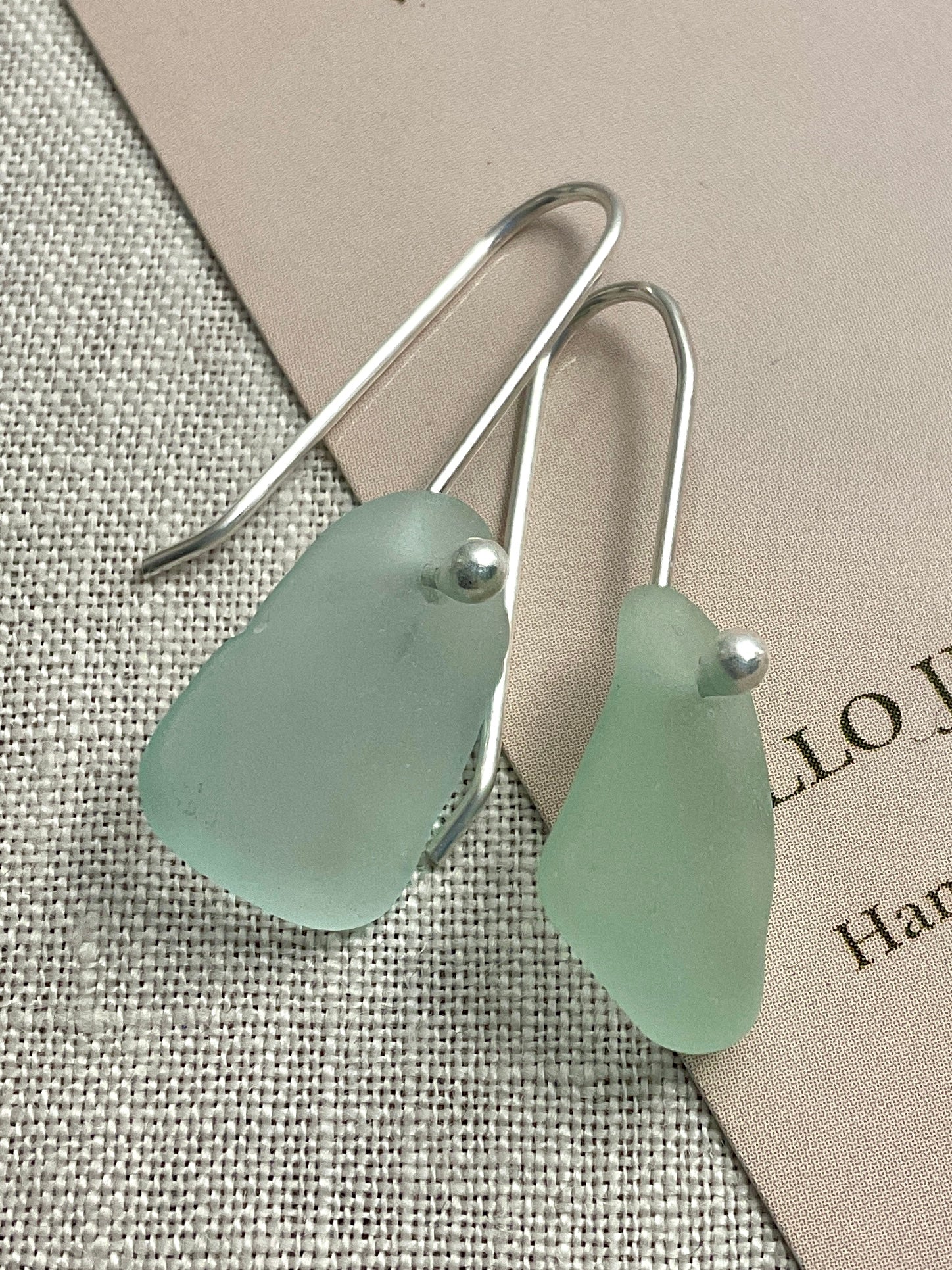 Light green Sea Glass earrings.