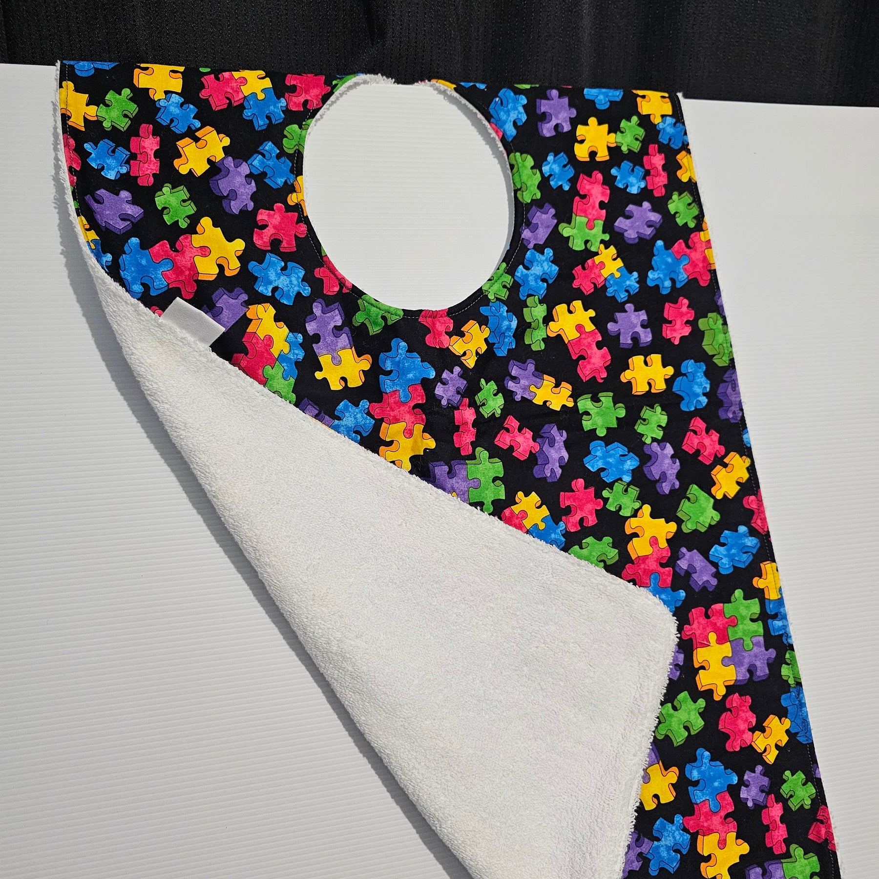 Adult / Special Needs Bib – Clothing Protector -Puzzle pieces