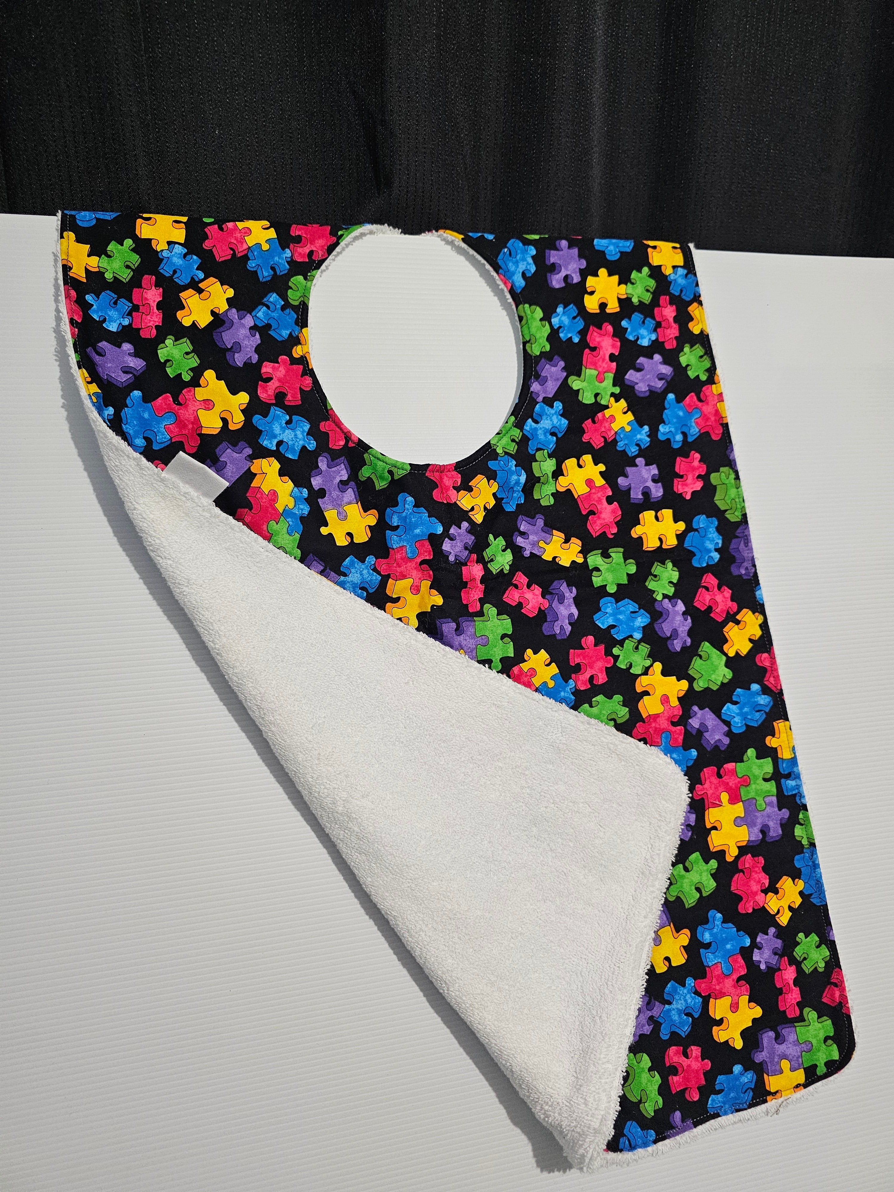 Adult / Special Needs Bib – Clothing Protector -Puzzle pieces