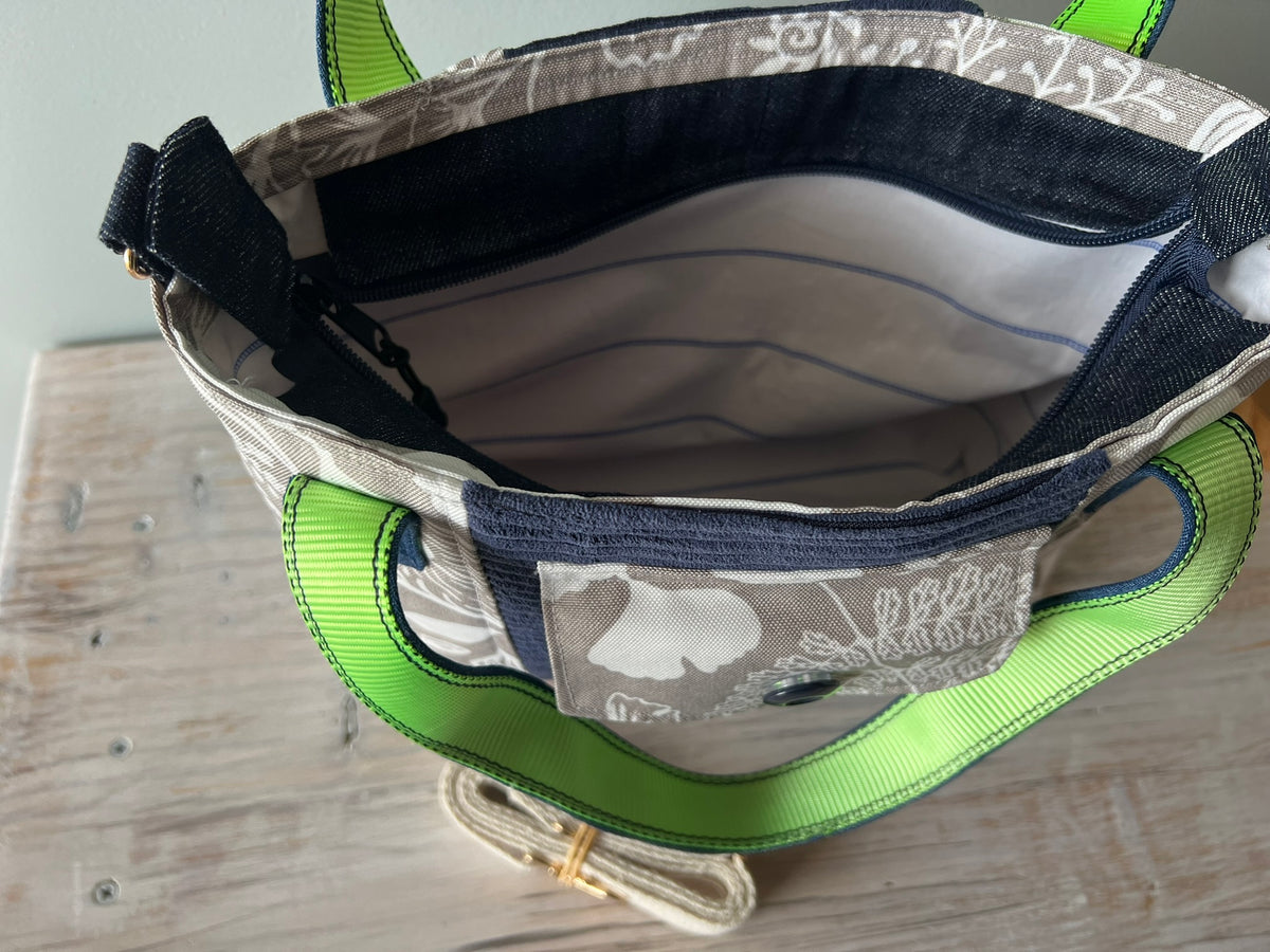 Upcycled Denim & Canvas Dual Handle Tote