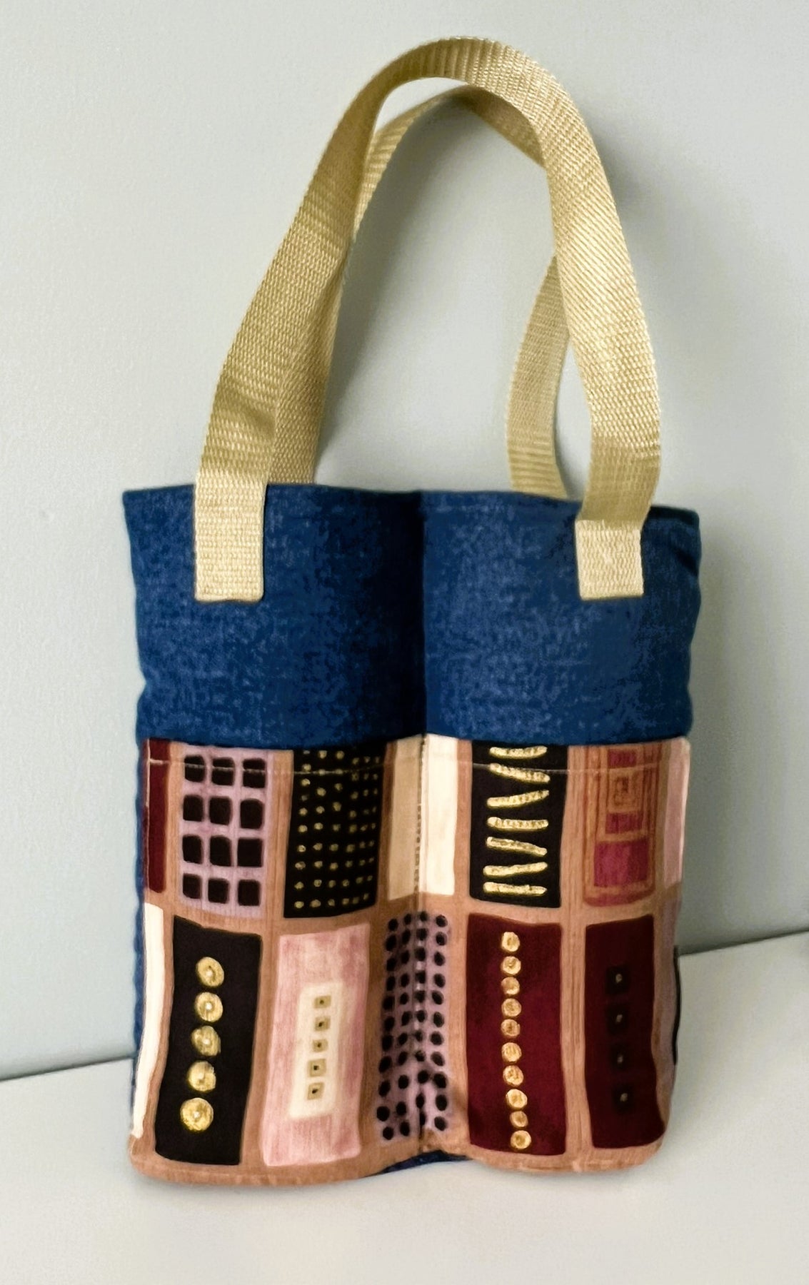 Upcycled Denim & Cotton Wine Carry Bag