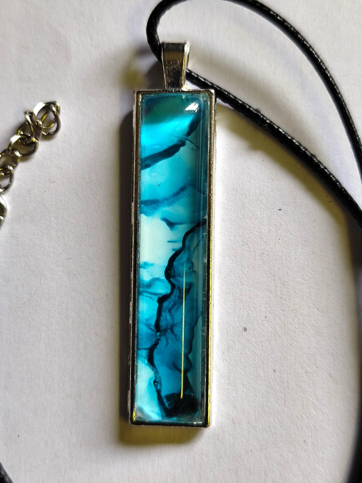 Teal Alcohol Ink Pendant Necklace – Wearable Art