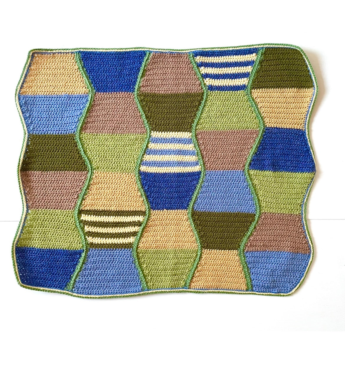 Handmade Crochet Baby Blanket - Hourglass Patchwork Design