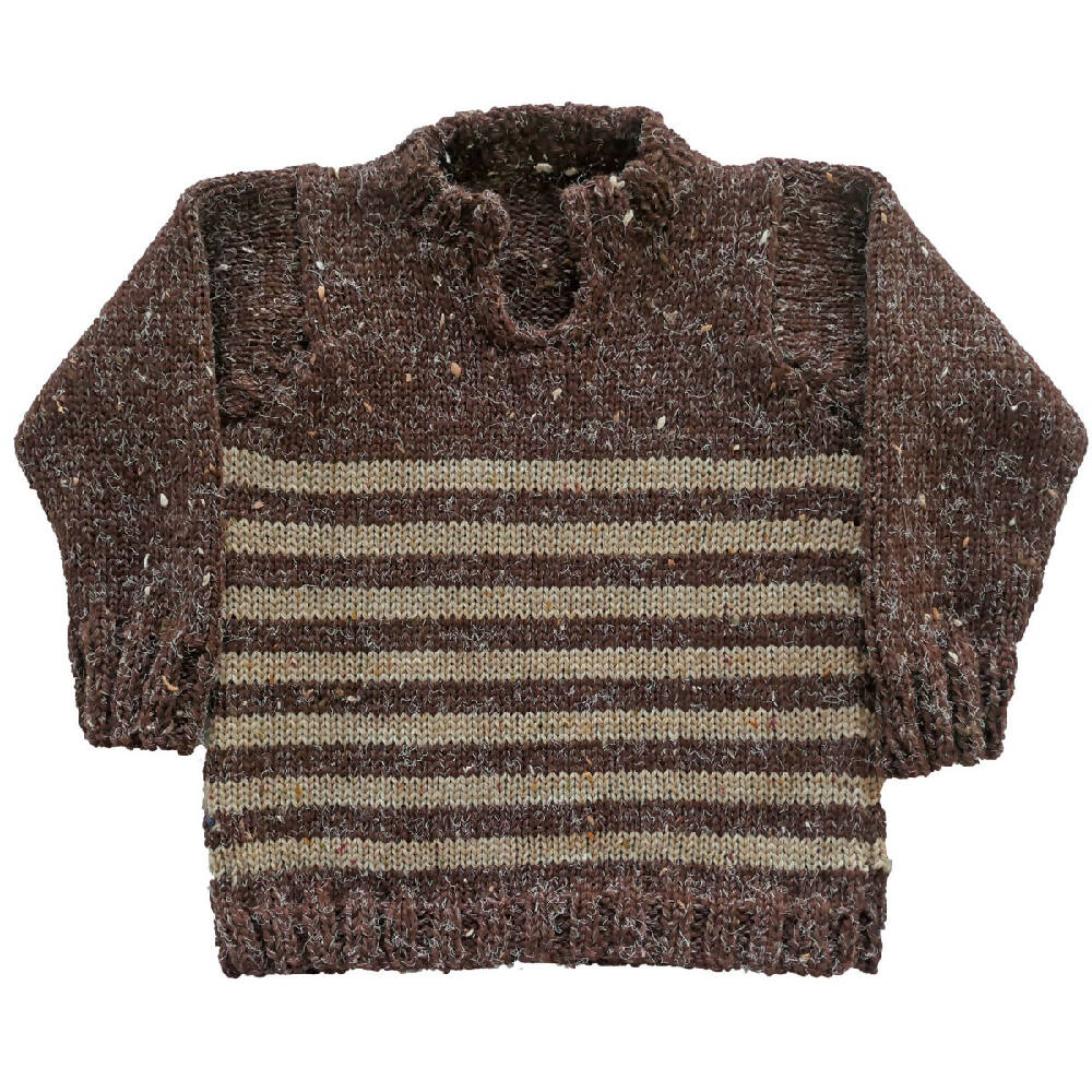 Brown with fawn stripe classic jumper/pullover. Unisex. Size 1- 2.