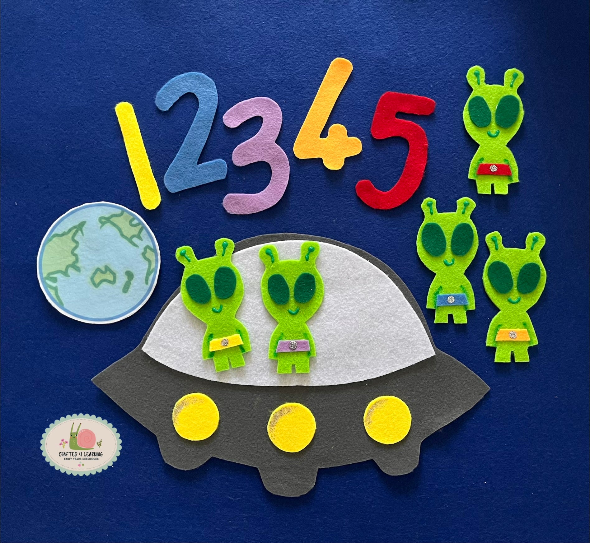 5 Little Men in a Flying Saucer Felt Board Set