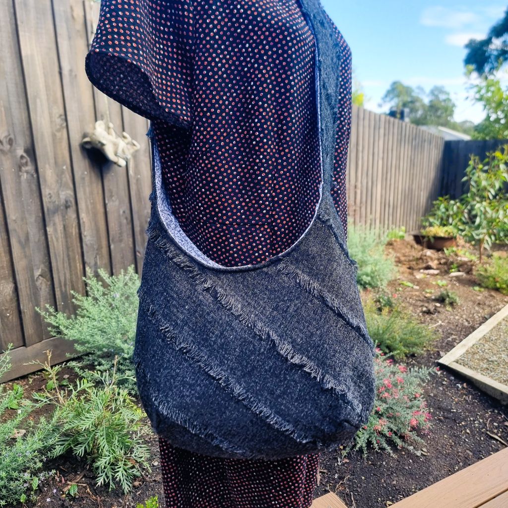 Sadie Jane Upcycled Charcoal Shaggy Hobo Bag