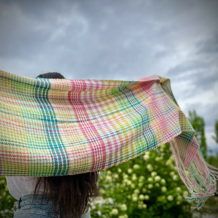 ‘Spring Riot’ Hand Woven Alpaca Yarn & Merino Shawl Wrap