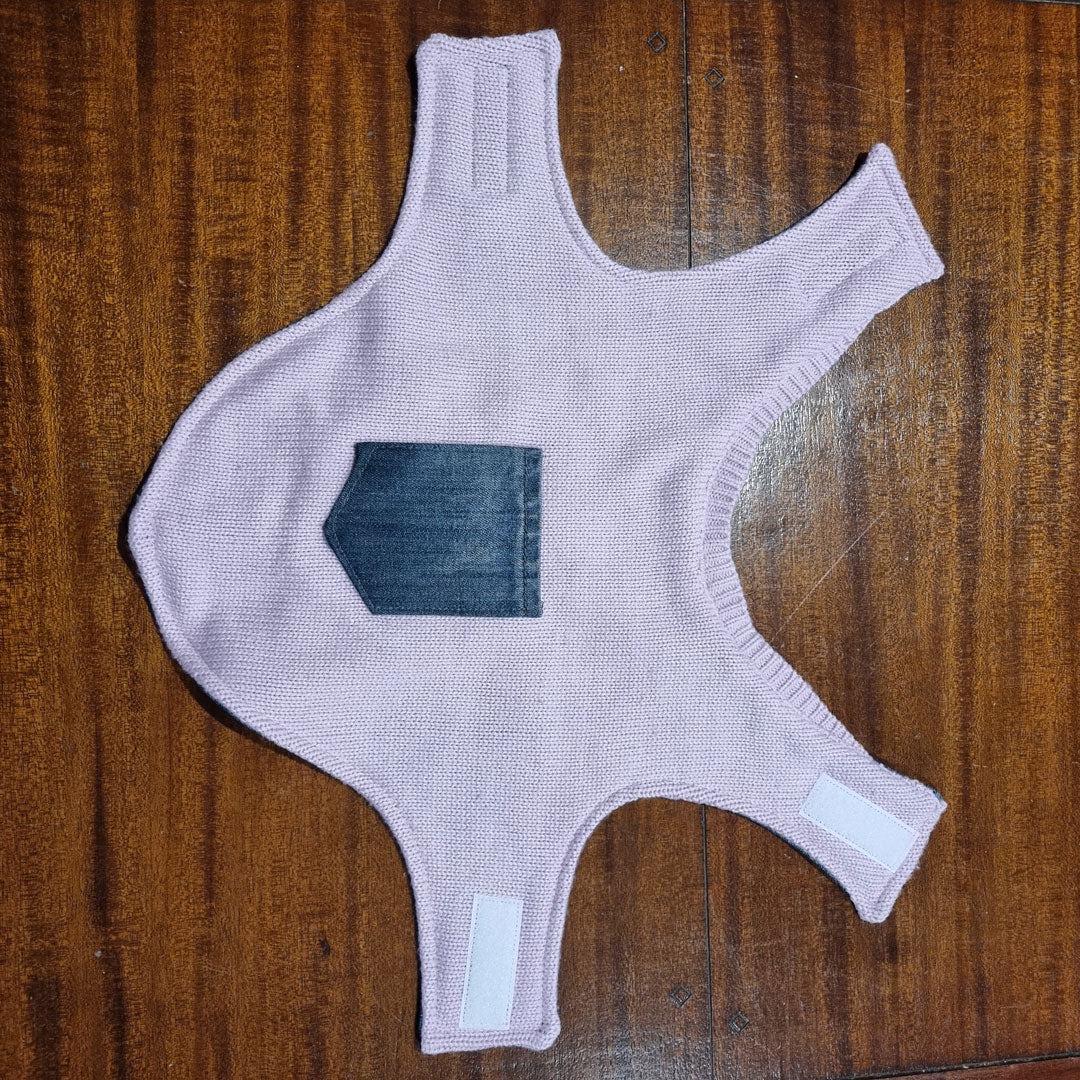 Reversable Denim-Pink Knit Dog Coat