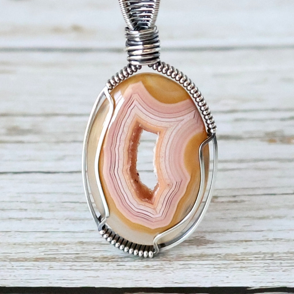 Sterling Silver Drusy Agate Pendant ~ Peek-a-boo!