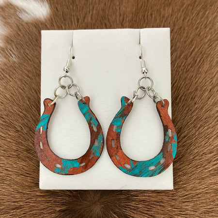 Leather horseshoe earrings