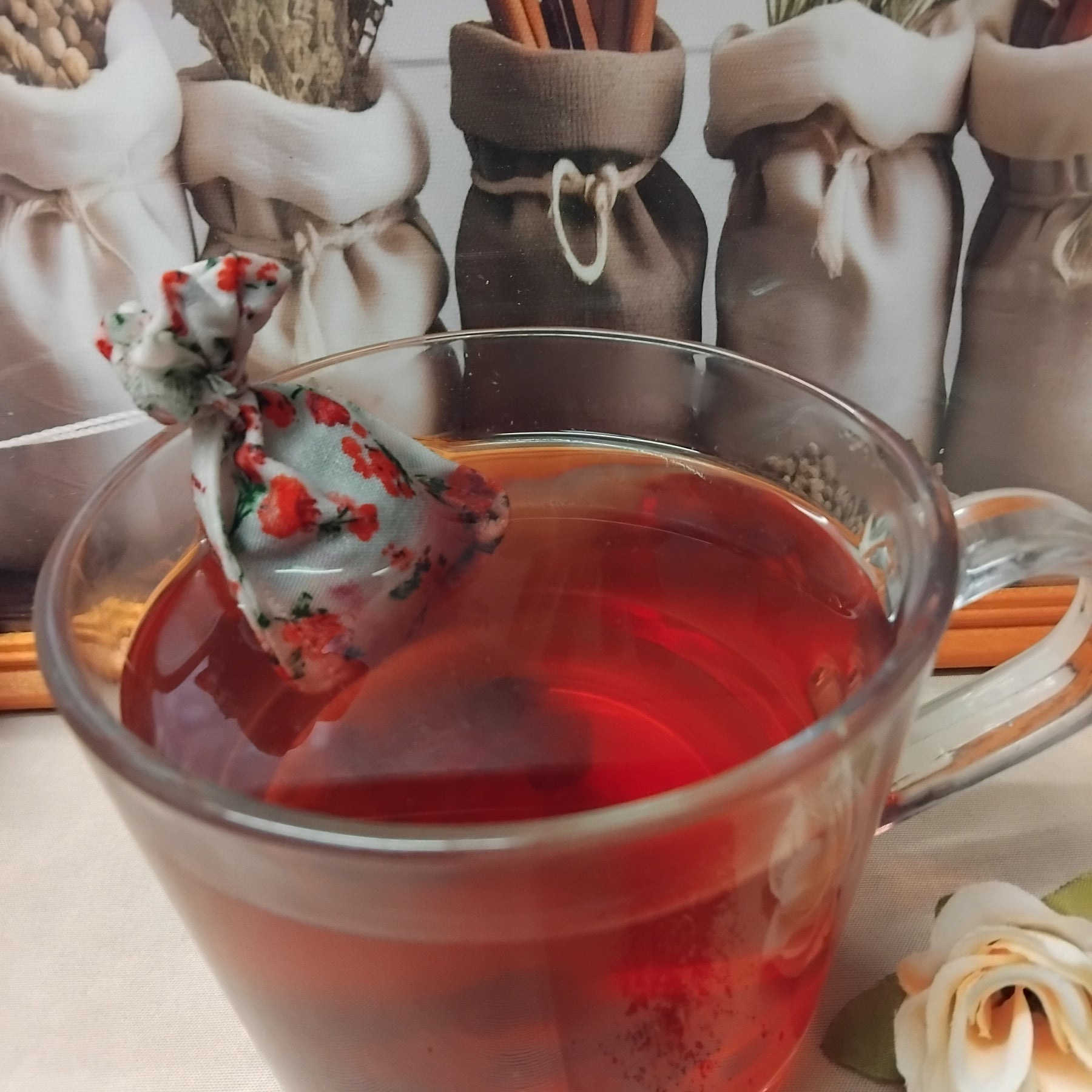 Reusable 100% Cotton Teabags | Pk 3| Strawberry & Brew  Teabag