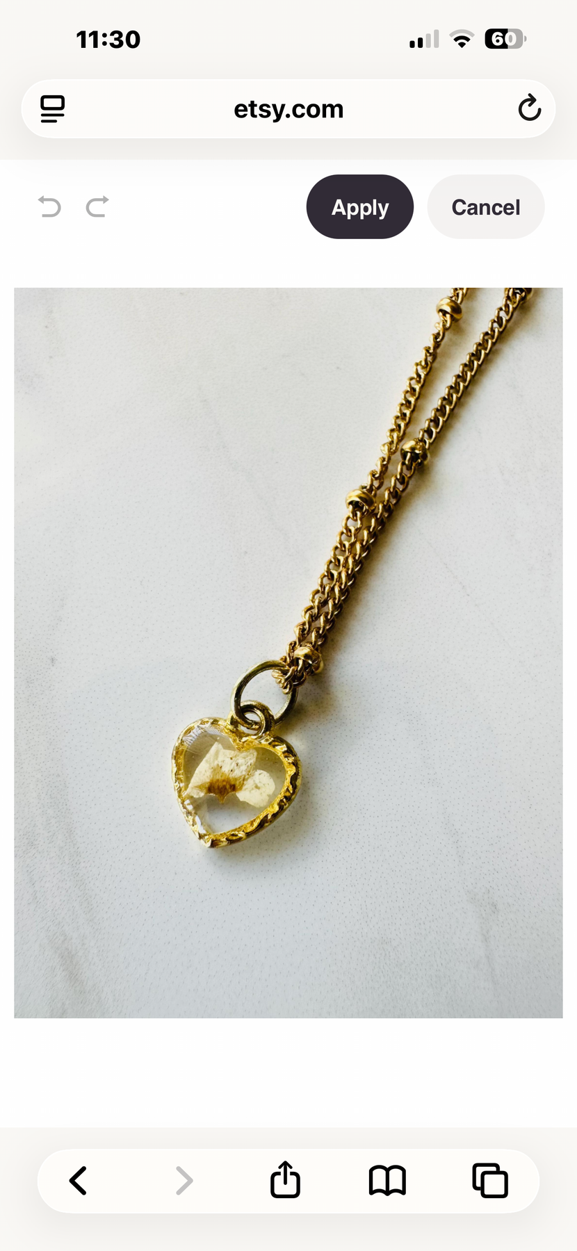 Gold plated resin necklace with white wildflower