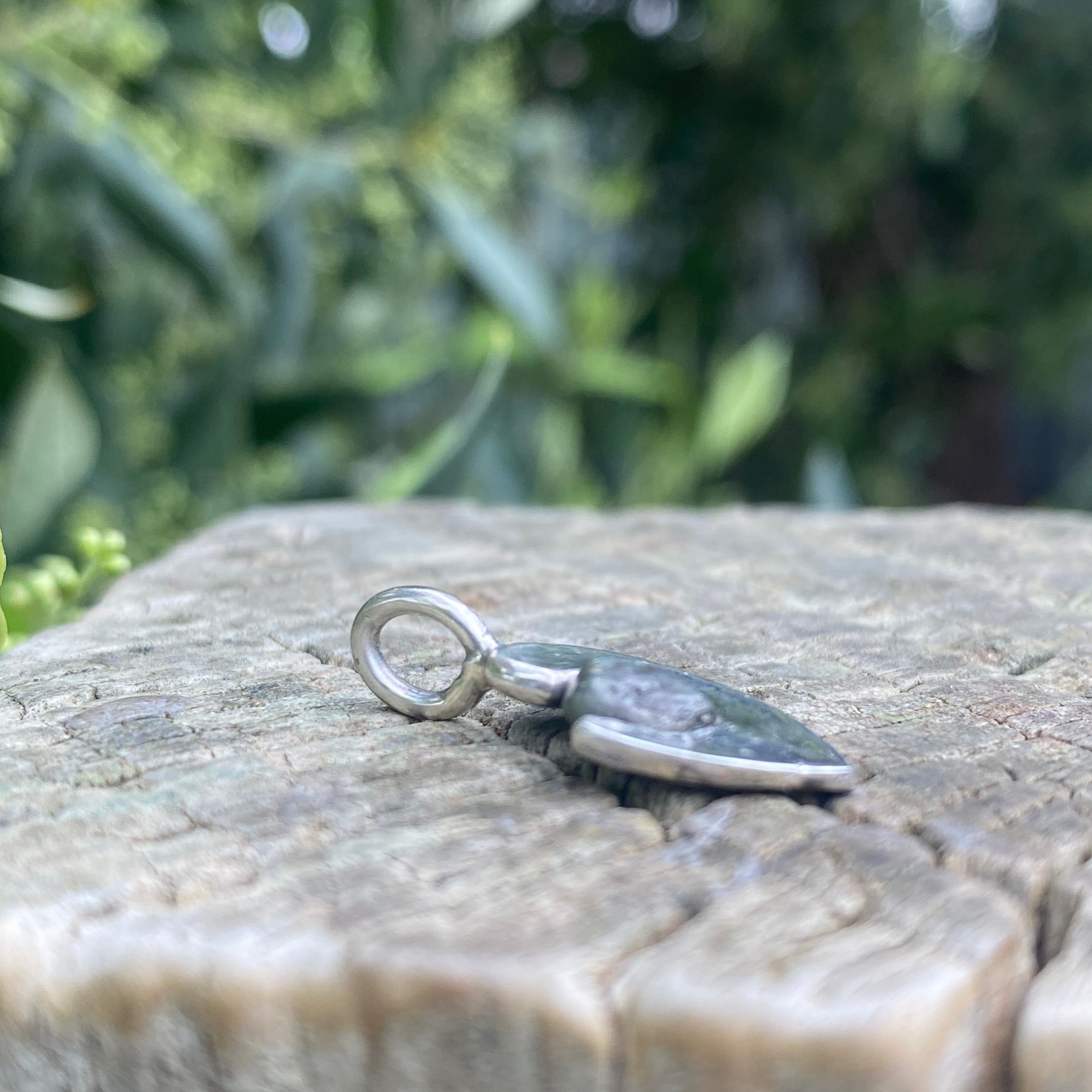Raw Australian Sapphire Crescent Pendant Sterling Silver