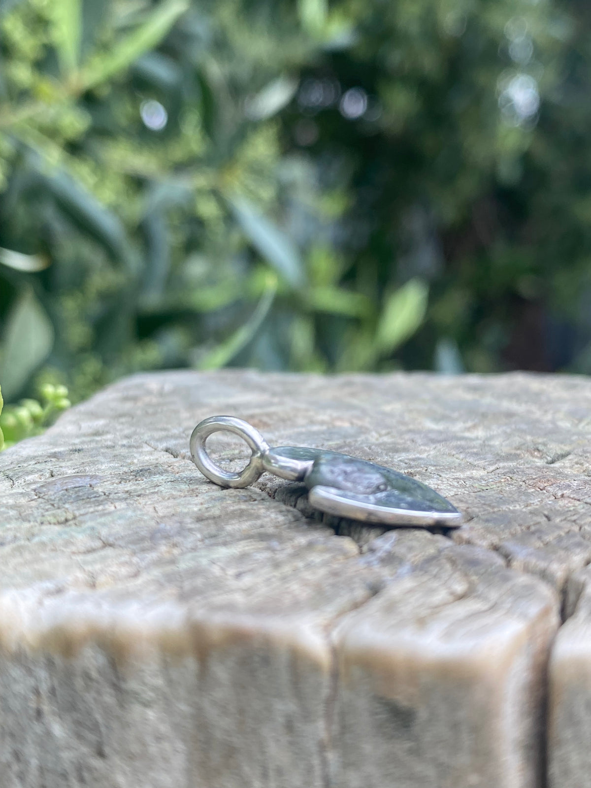 Raw Australian Sapphire Crescent Pendant Sterling Silver