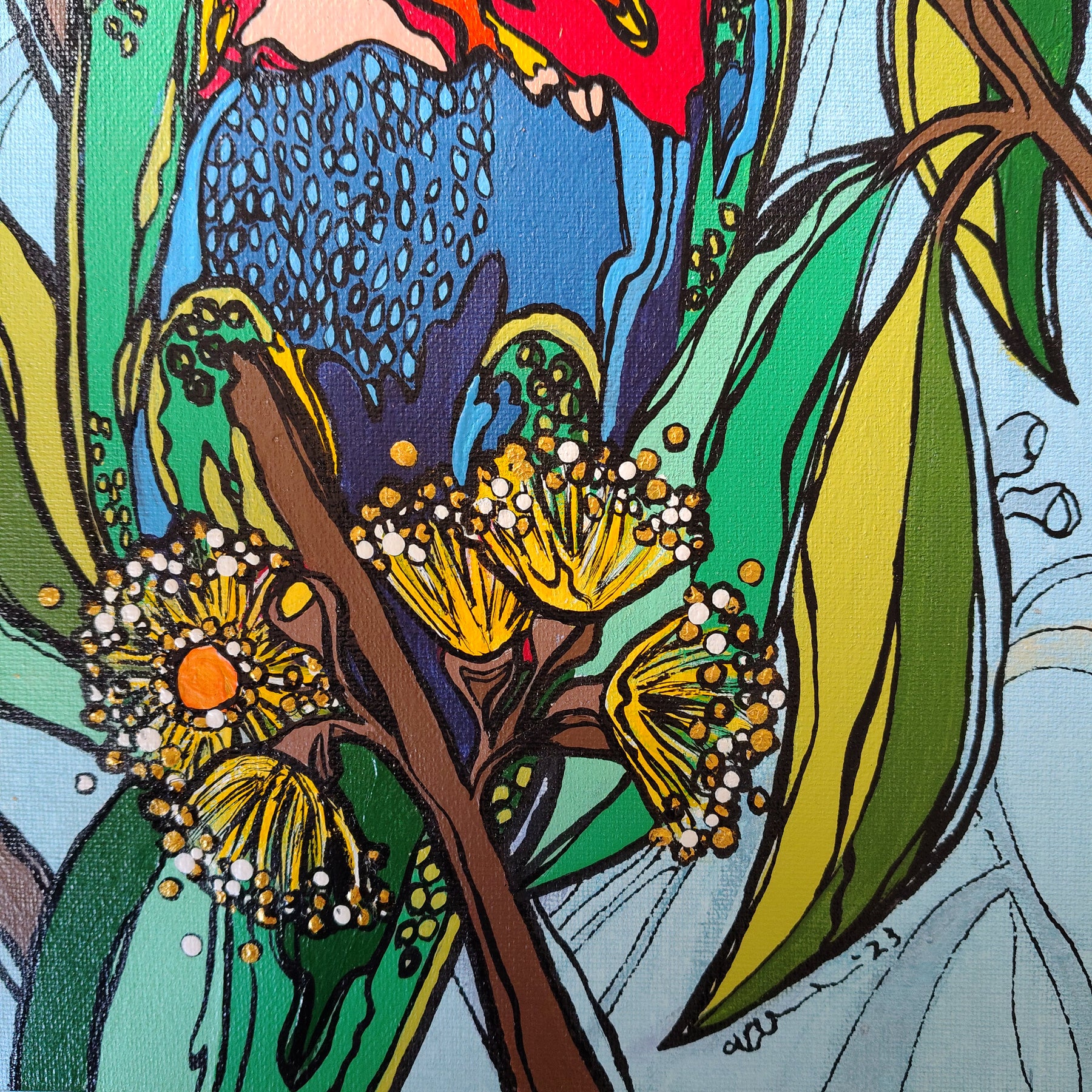 A3 ORIGINAL ARTWORK - "Rainbow Nectar Nibbler" - Abstract Art