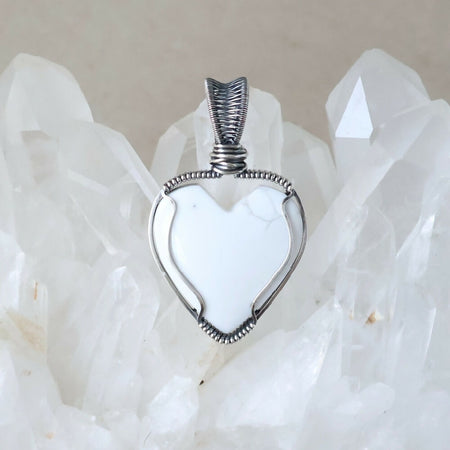 Howlite Heart Pendant - Handcrafted with Australian Made Sterling Silver