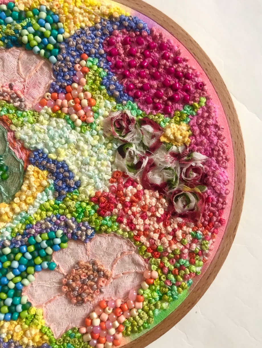 Slow Stitched Fibre Artwork - Blooming Meadows