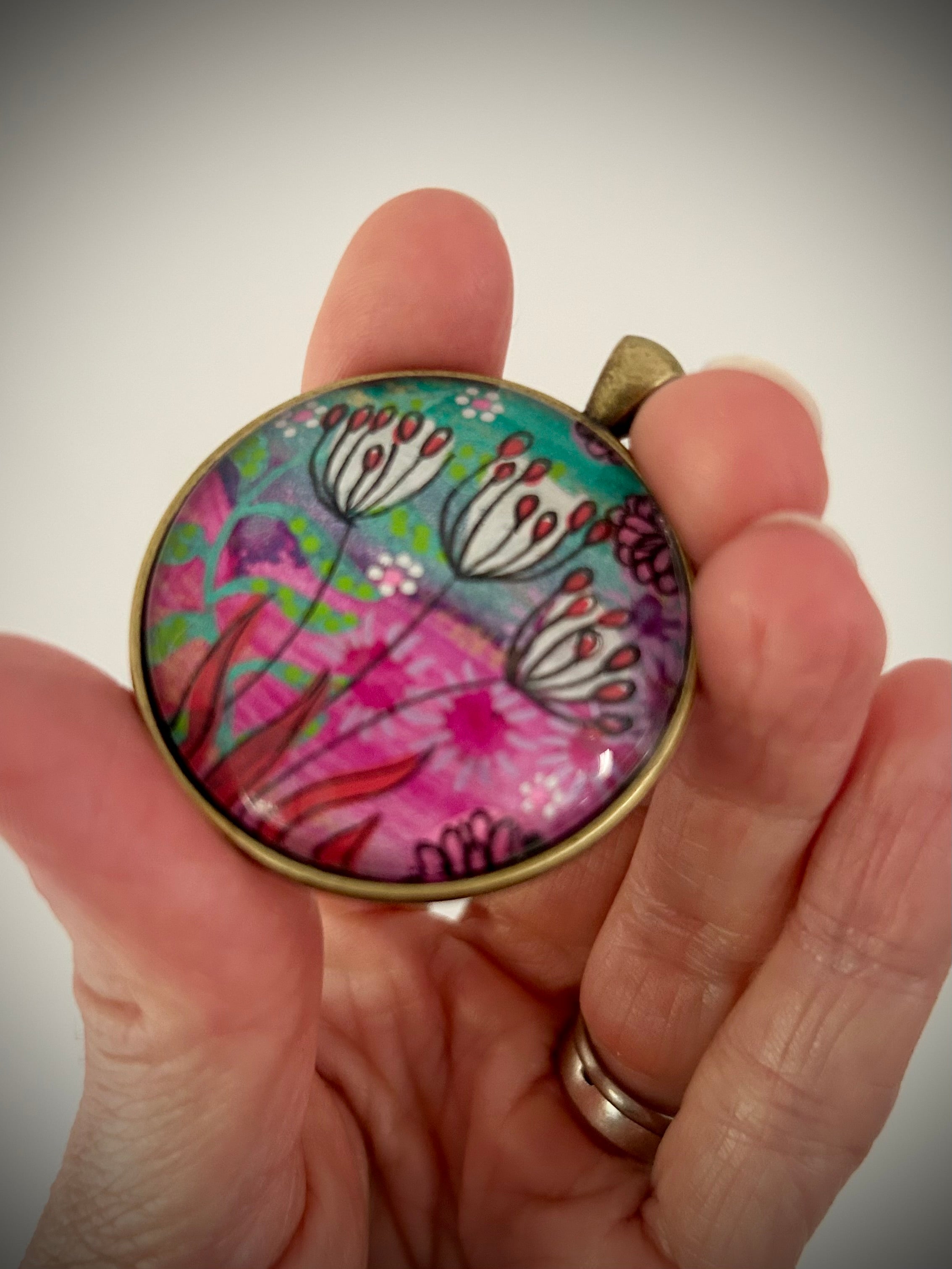 Hand-painted necklace: Berry Bright Sunshine