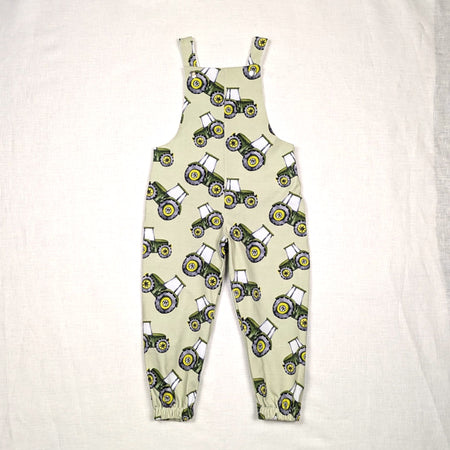 Handmade Long Childrens Overalls | Green Tractor Collection | sizes 0-6y