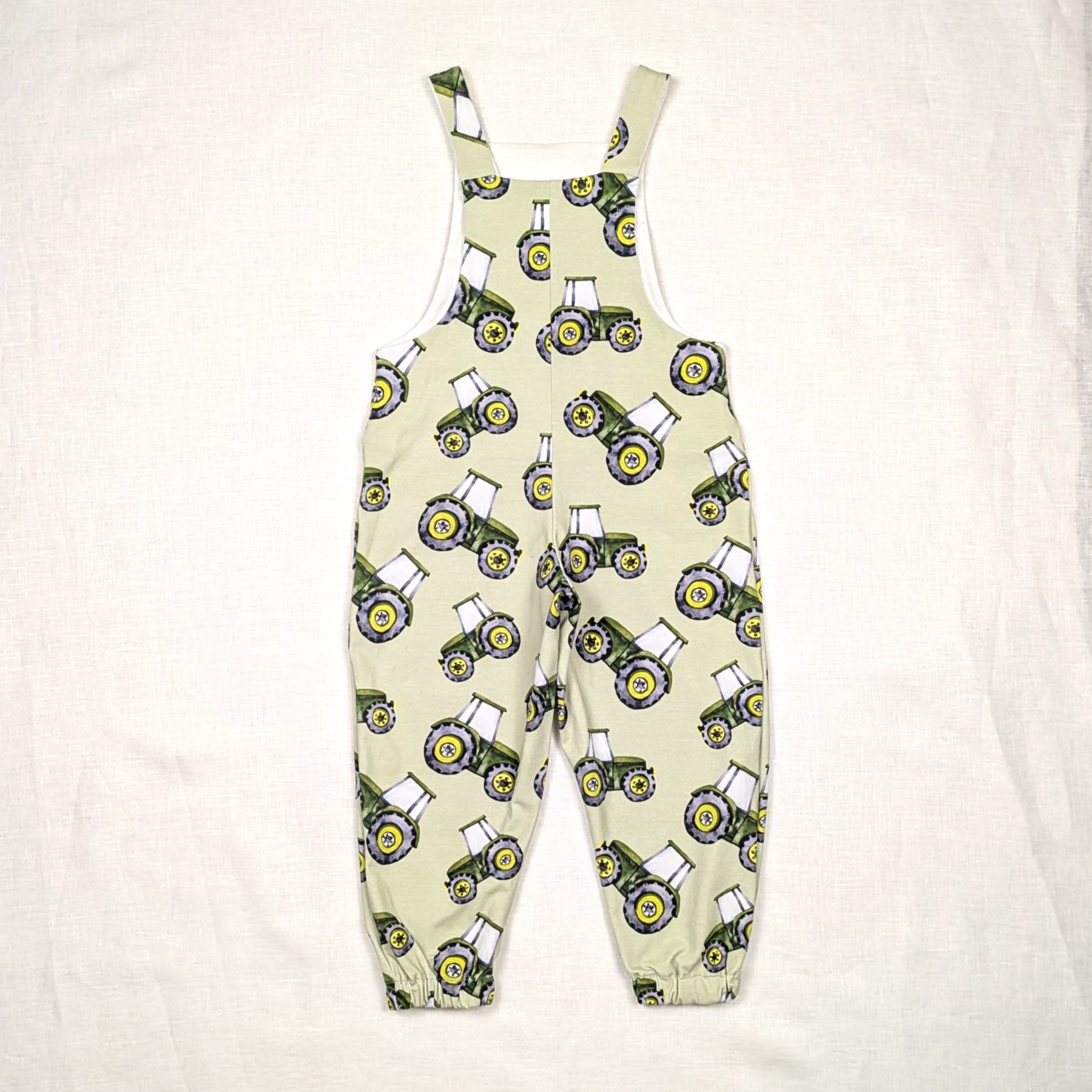 Handmade Long Childrens Overalls | Green Tractor Collection | sizes 0-6y