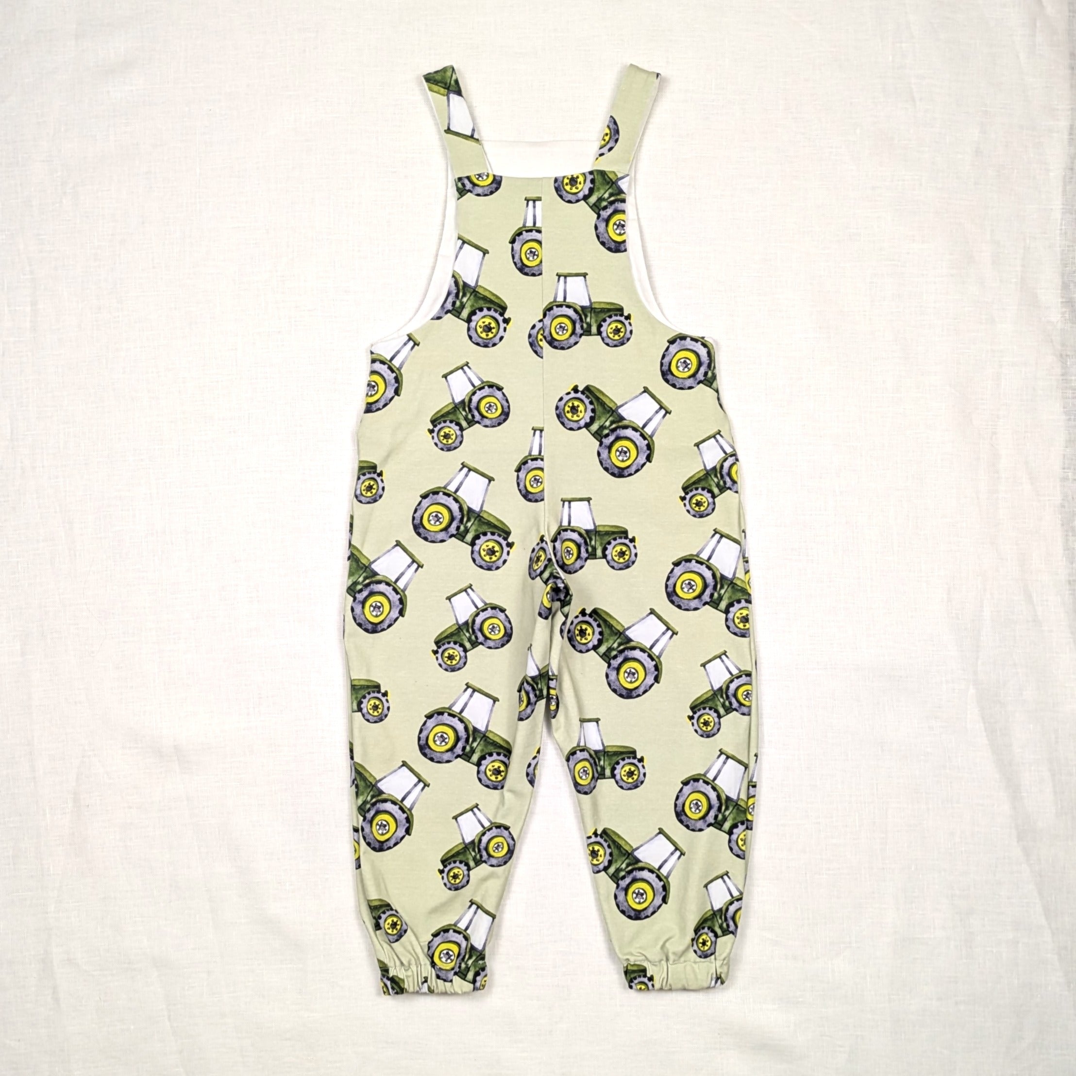 Handmade Long Childrens Overalls | Green Tractor Collection | sizes 0-6y