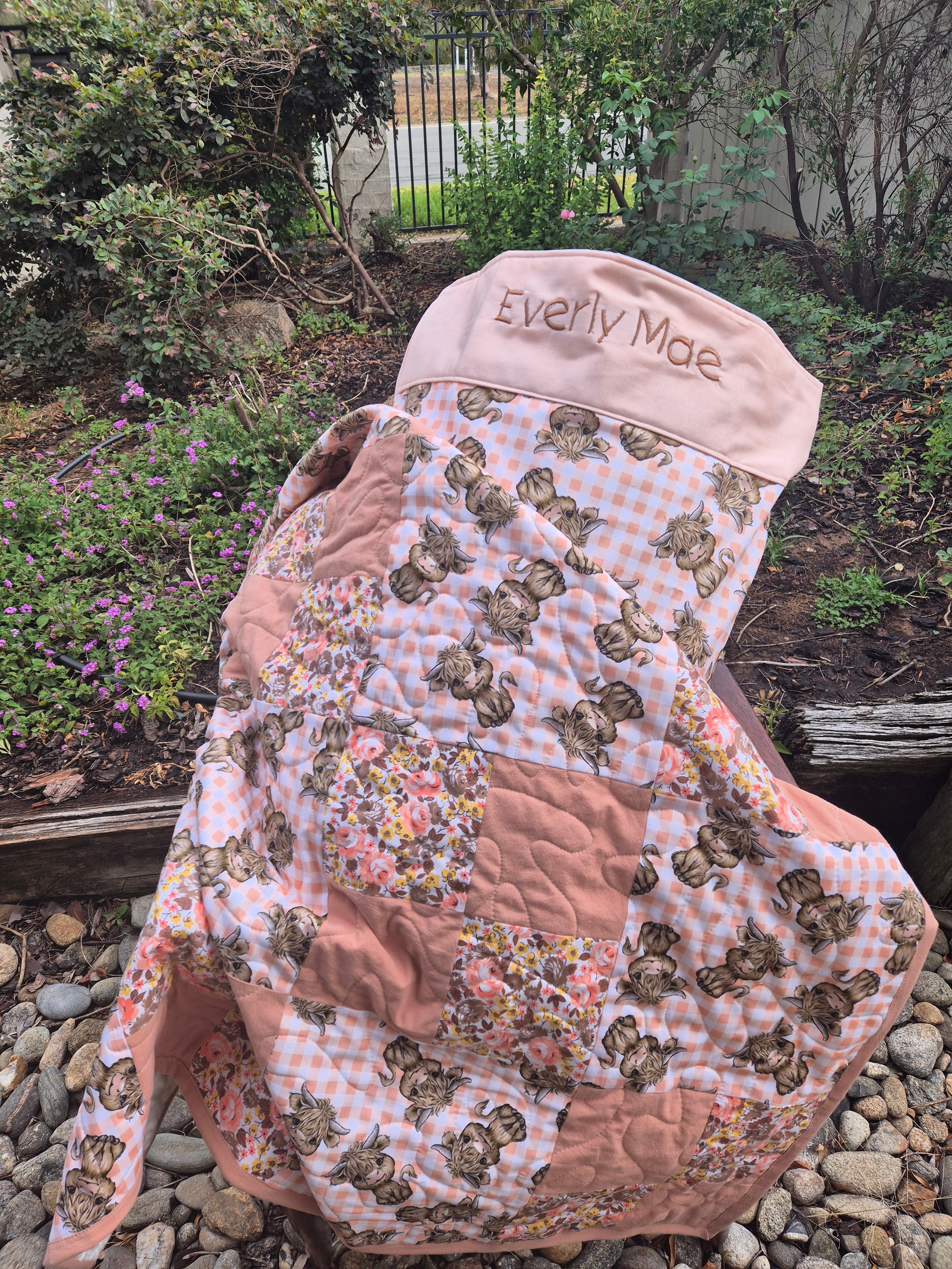 Custom made Pillowcase and cot quilt set