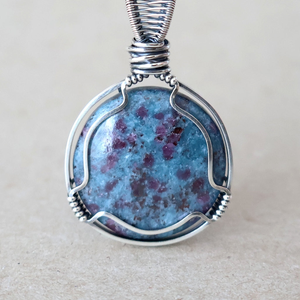 Sterling Silver Ruby Kyanite Pendant ~ Talisman of Vitality and Intuition