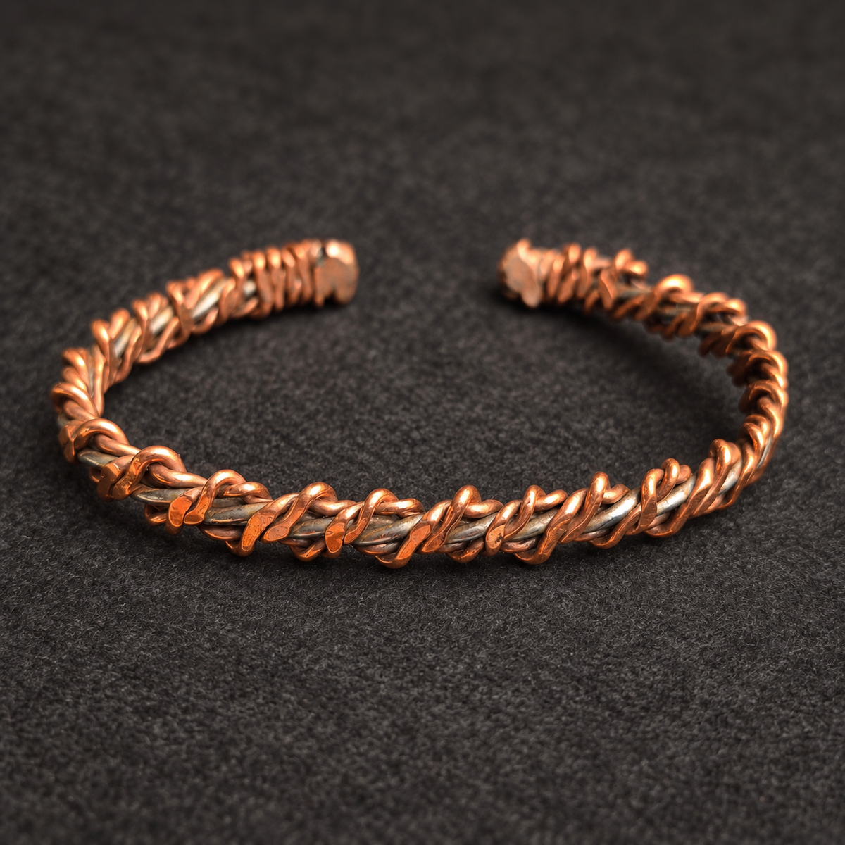 Handmade Copper Wrapped Stainless Steel Cuff B006