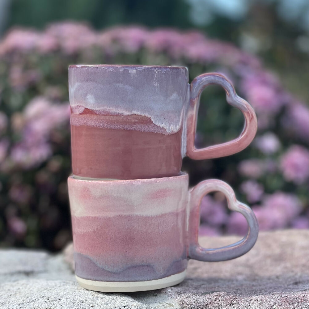 Australian Ceramic Artist Ana Ceramica Home Decor Kitchen and Dining  Cups & Glassware Sweetheart Mug Pink Purple Blush Wedding Engagement Anniversary Present Wheel Thrown Pottery