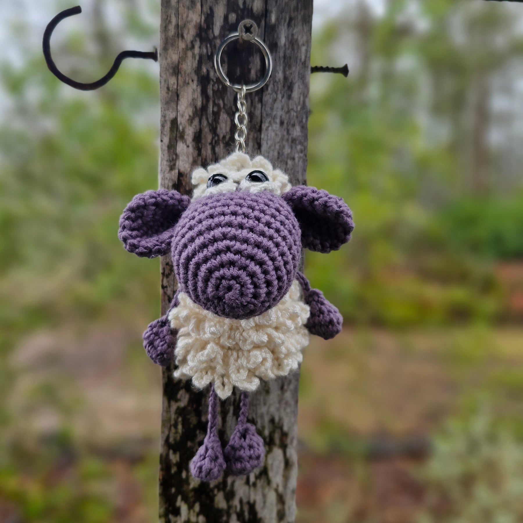Adorable Grey Hand-Crocheted Sheep Keychain!
