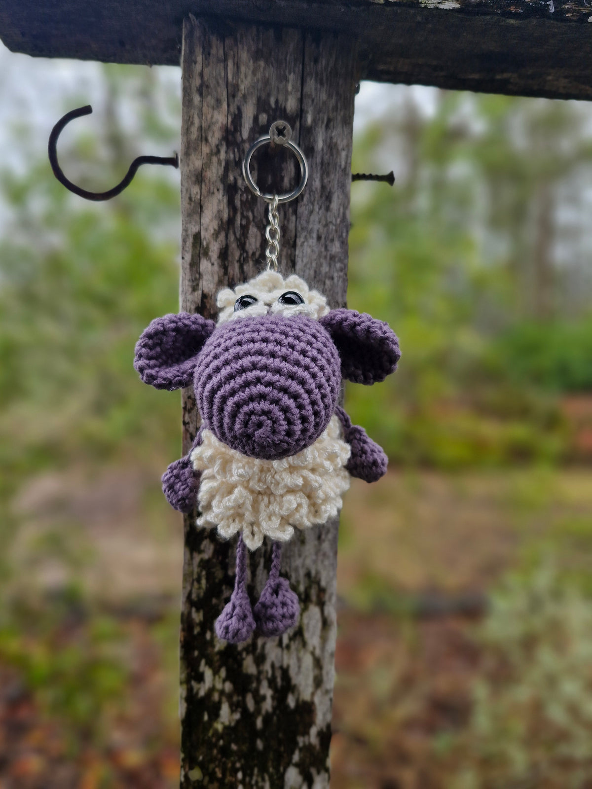 Adorable Grey Hand-Crocheted Sheep Keychain!