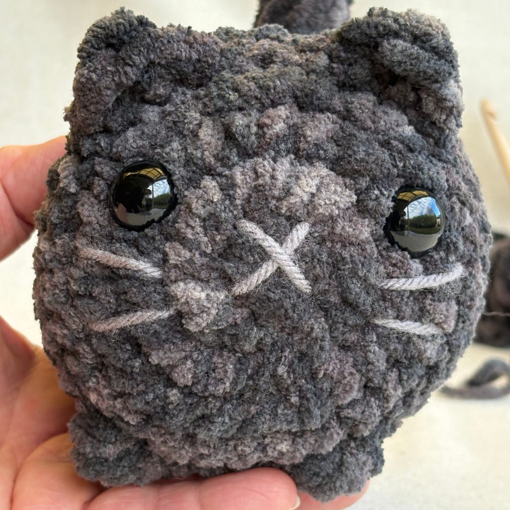 'BOO' Crochet Loaf Cat - Dark Grey