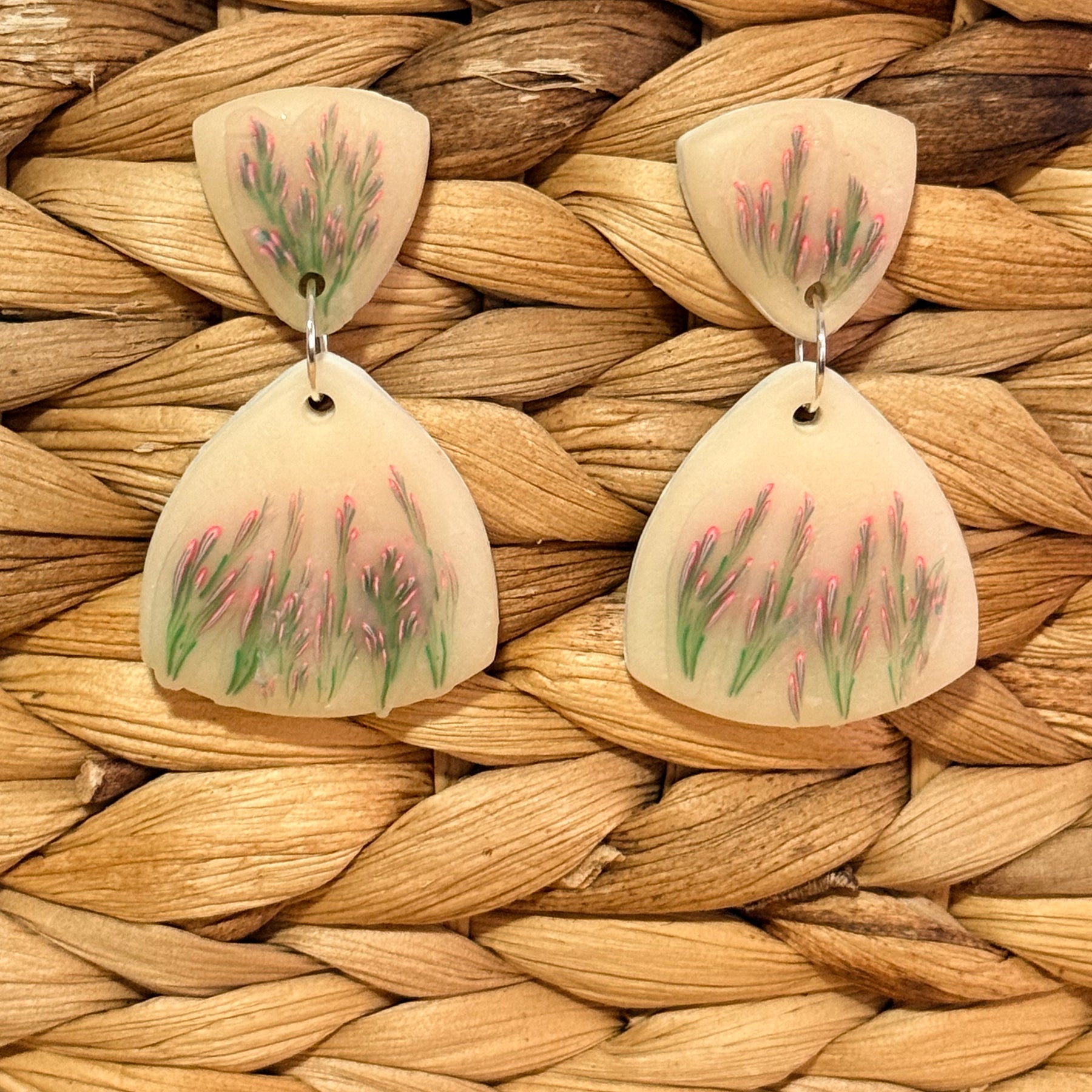 Lavender Polymer Clay Dangle Earrings