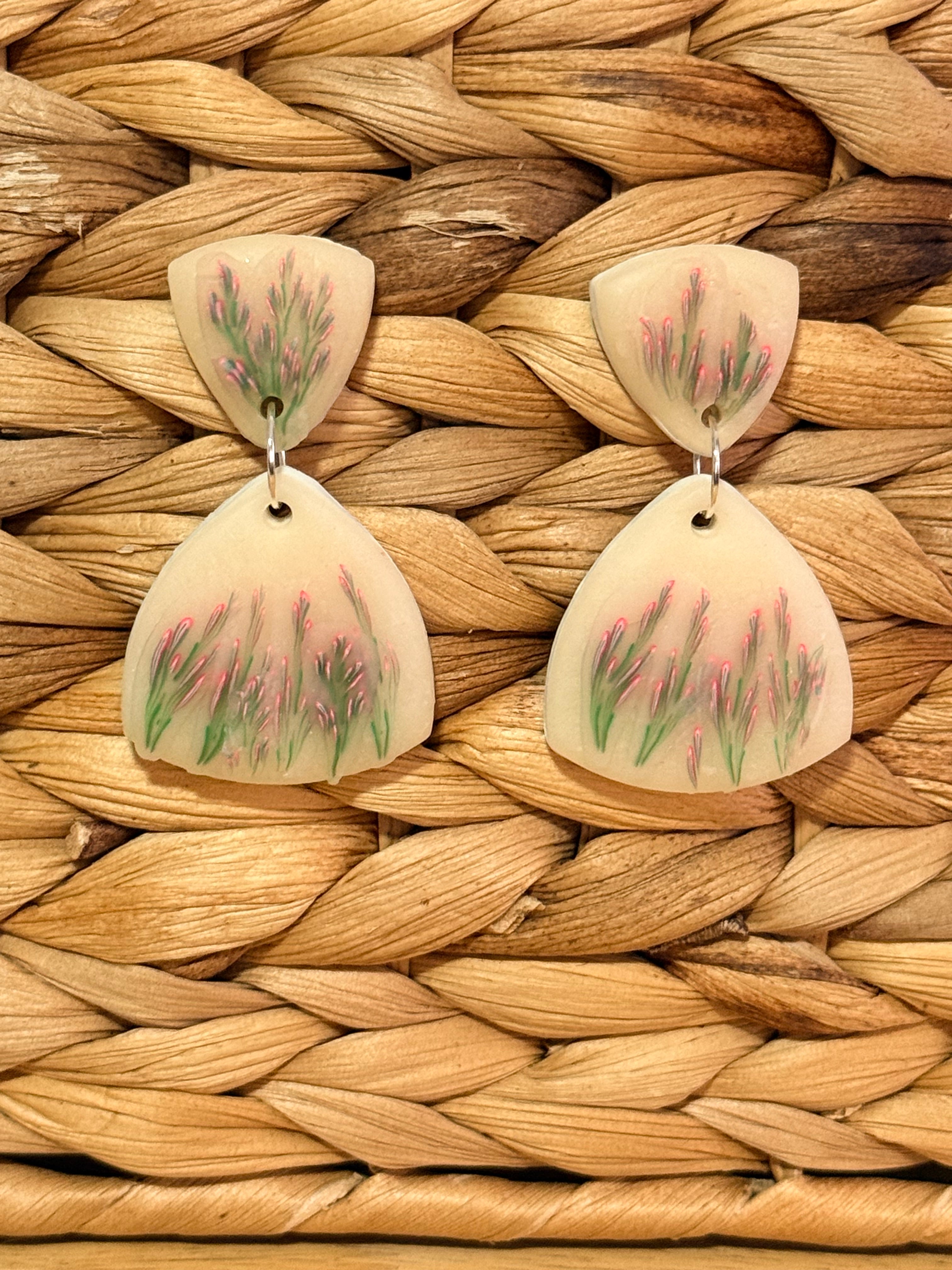 Lavender Polymer Clay Dangle Earrings