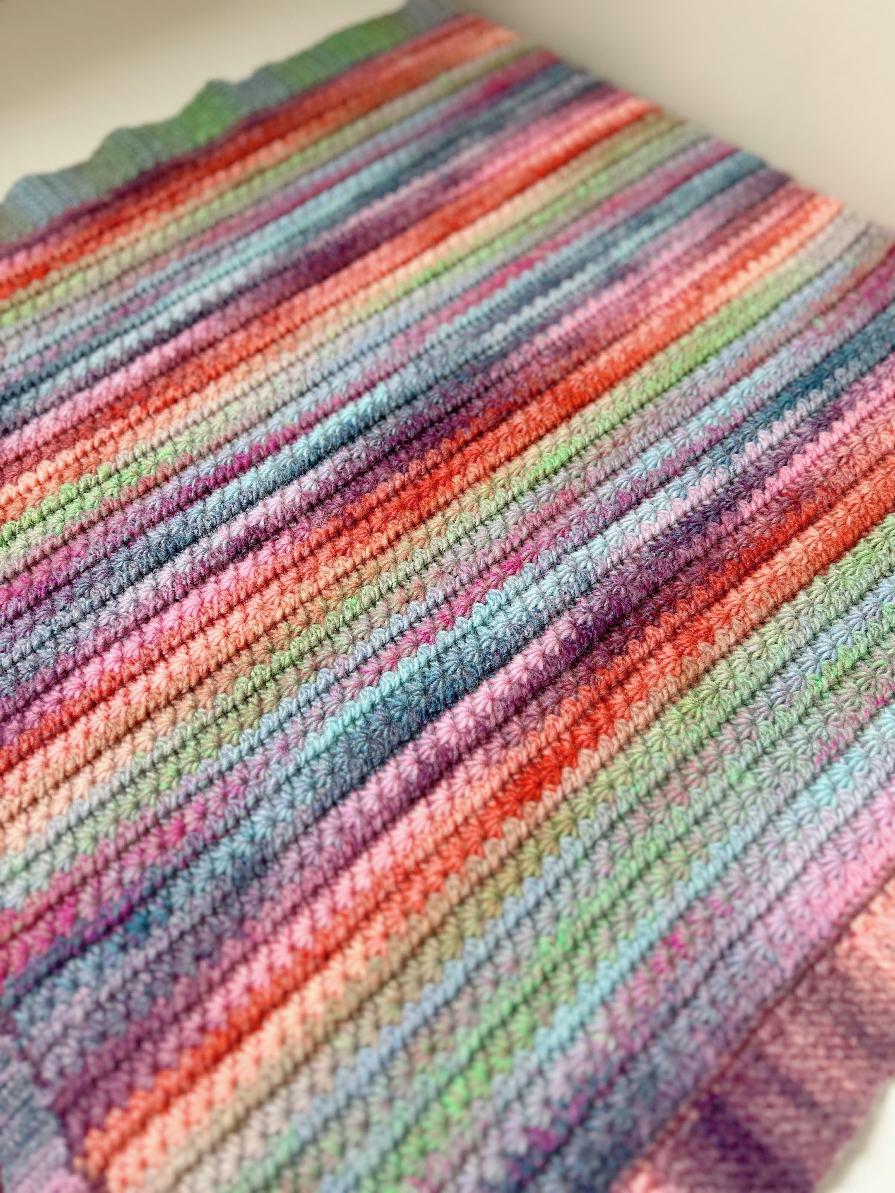 Pastel Rainbow Crochet Baby Blanket | Handmade Baby Blanket, One of a Kind