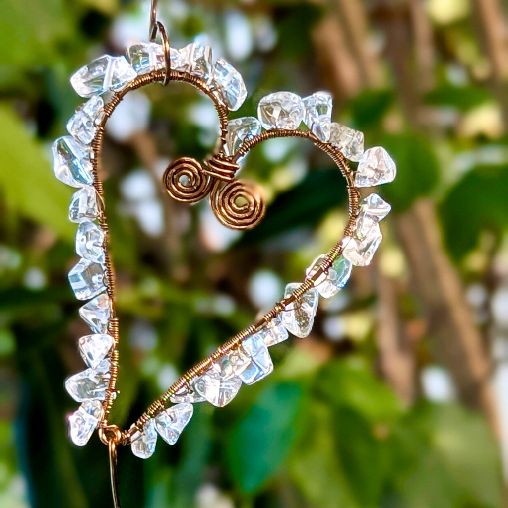 Crystal quartz mini suncatcher - Spirals - Wire art - Whimsical