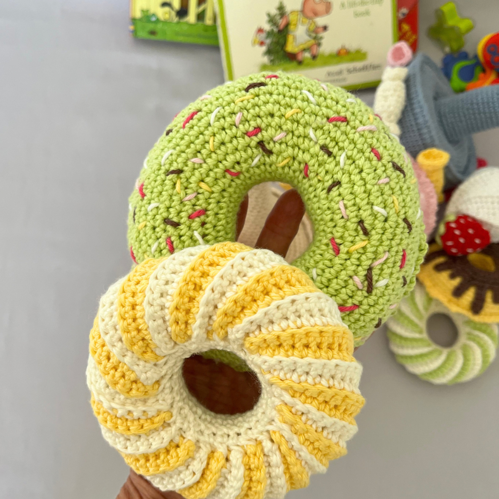 Crochet Stacking Toy Ice Cream Donuts, Crochet Stacking Toy