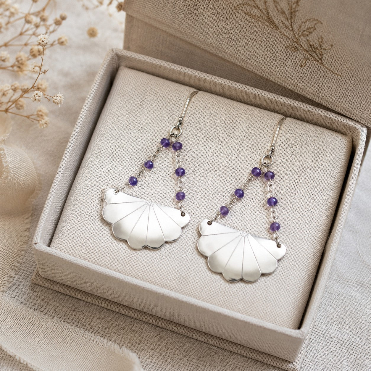 Japanese Iced Tea Spoon Earrings – Amethyst Edition