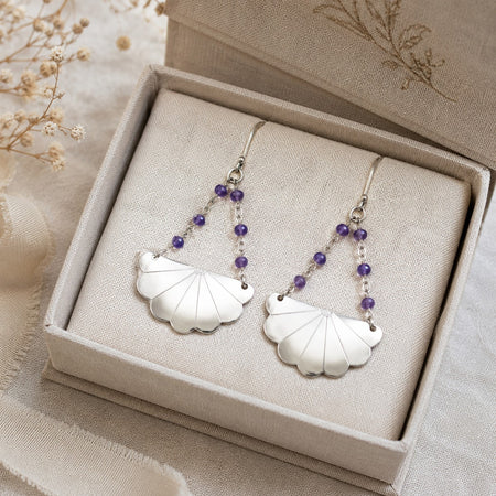 Japanese Iced Tea Spoon Earrings – Amethyst Edition