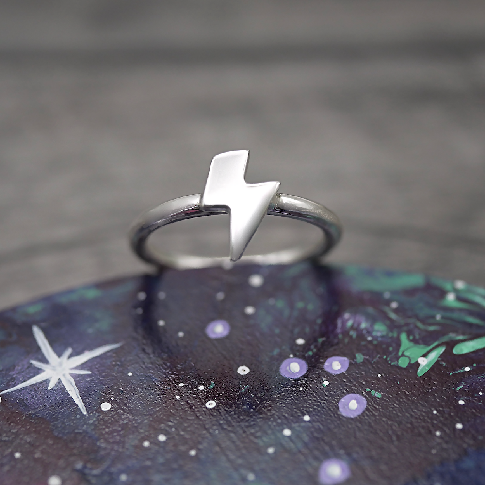 lightning bolt ring sterling silver galaxy sml