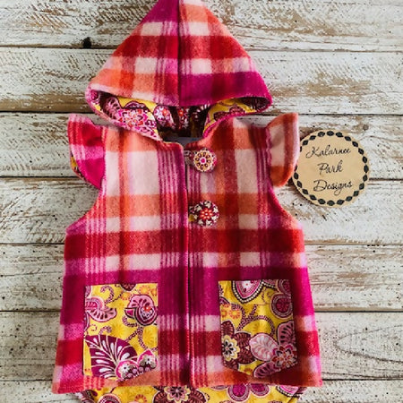 Away With the Pixies Vintage Wool Blanket Upcycled Vest Size 3