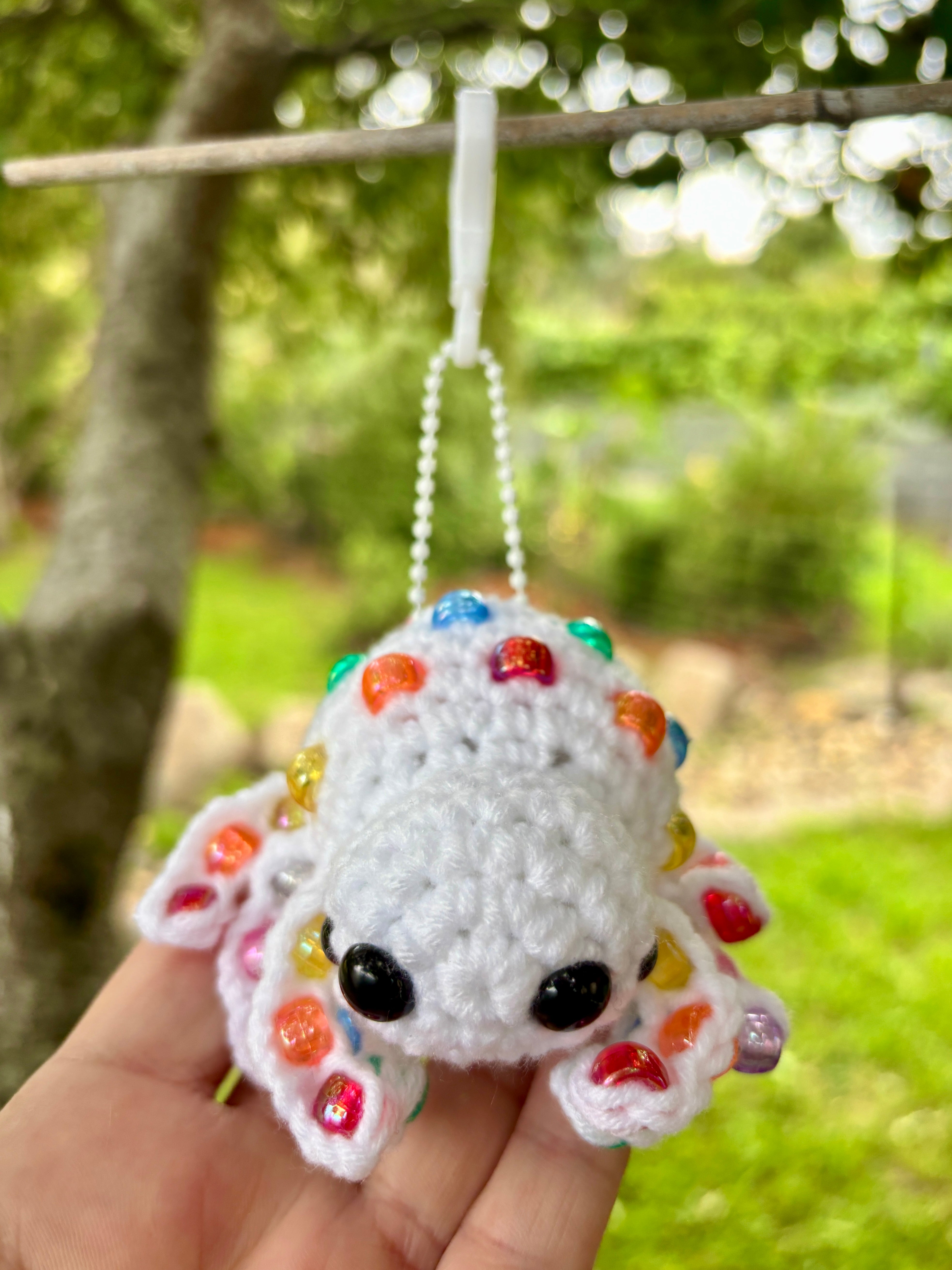 Spider Beaded Fidget Crochet Toy Rainbow Keychain Bag Tag