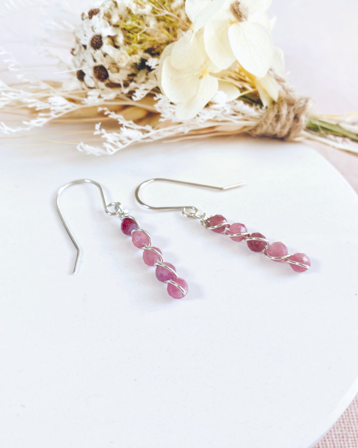Tourmaline beaded Sterling silver | Earrings or Bracelet | October birthstone gift