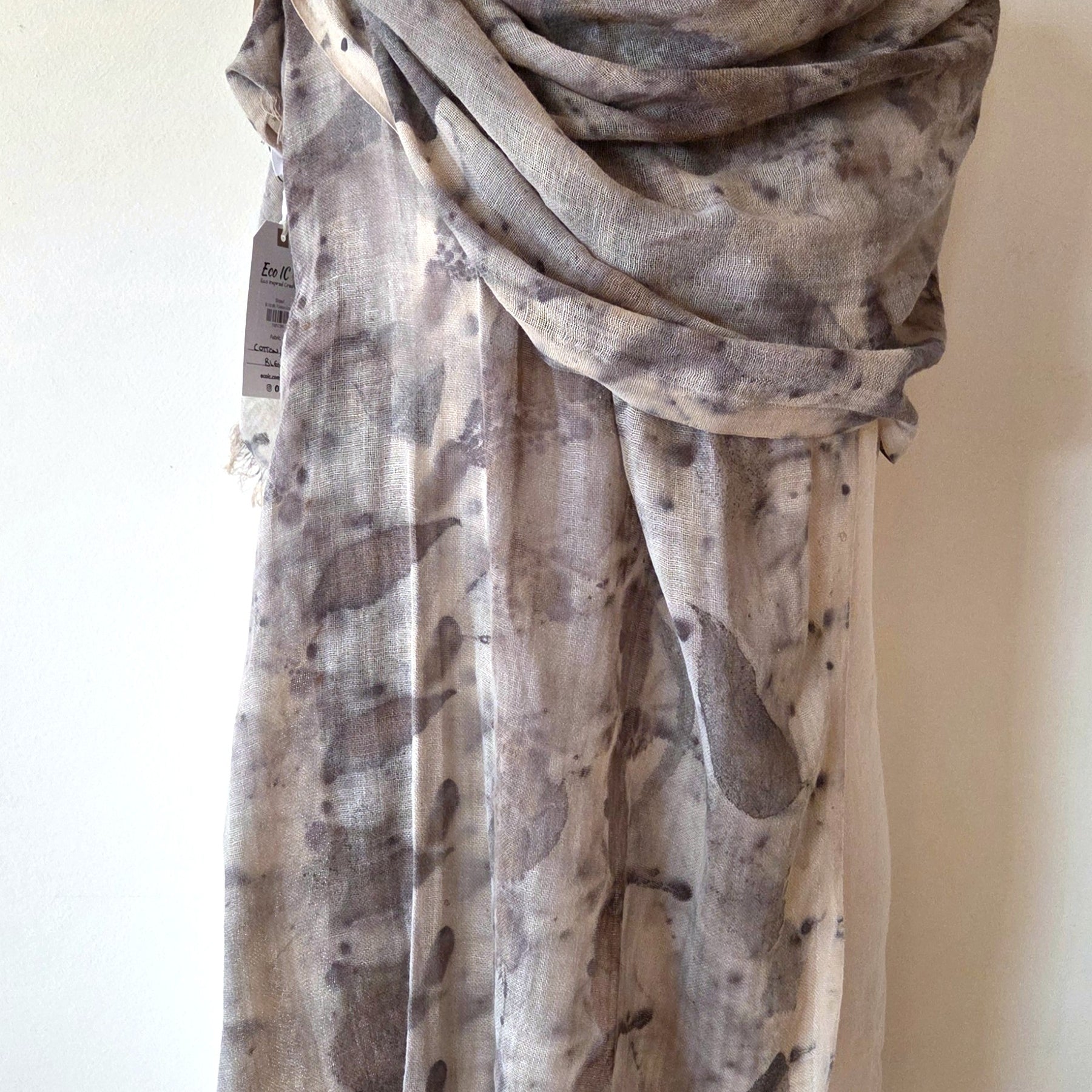 The Sylvie - Cotton & Linen Blend  Ecoprint Scarf/Wrap