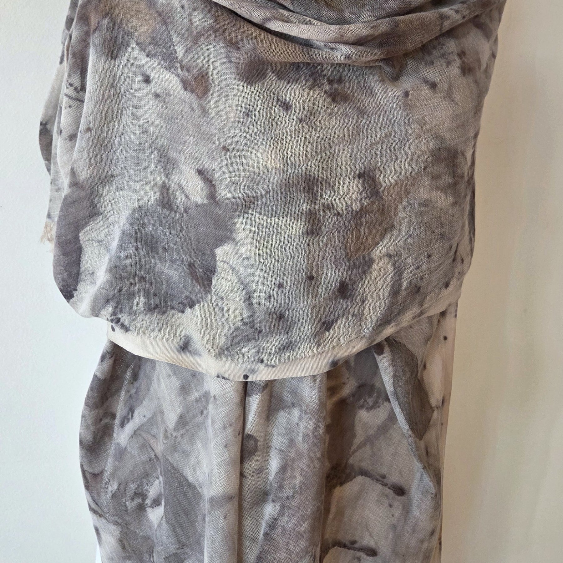 The Sylvie - Cotton & Linen Blend  Ecoprint Scarf/Wrap