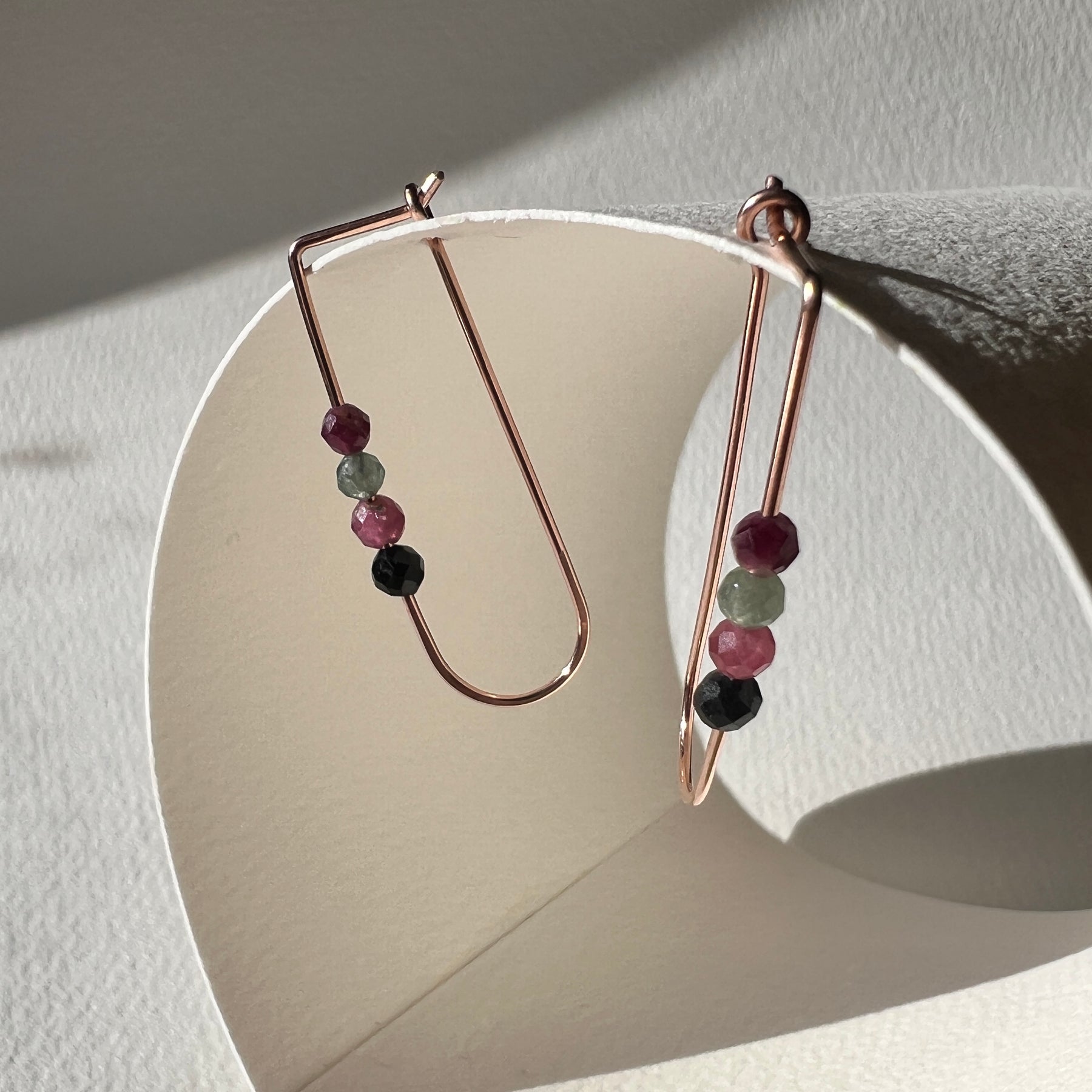 Oval Hooped Tourmaline Earrings Sterling Silver | Rose Gold