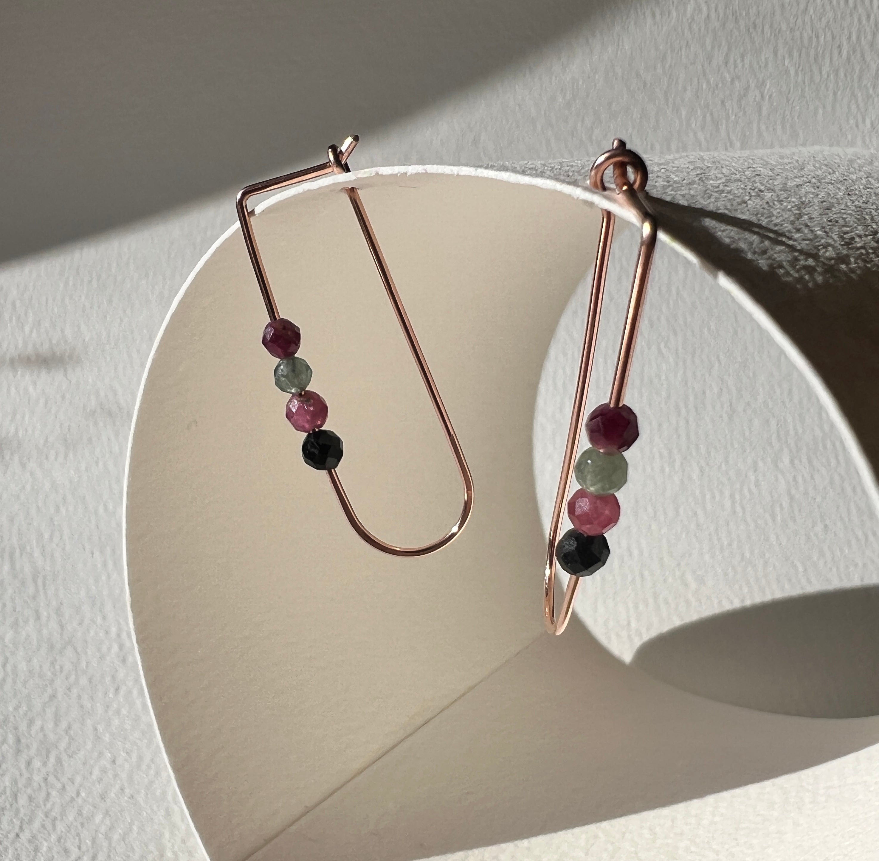 Oval Hooped Tourmaline Earrings Sterling Silver | Rose Gold