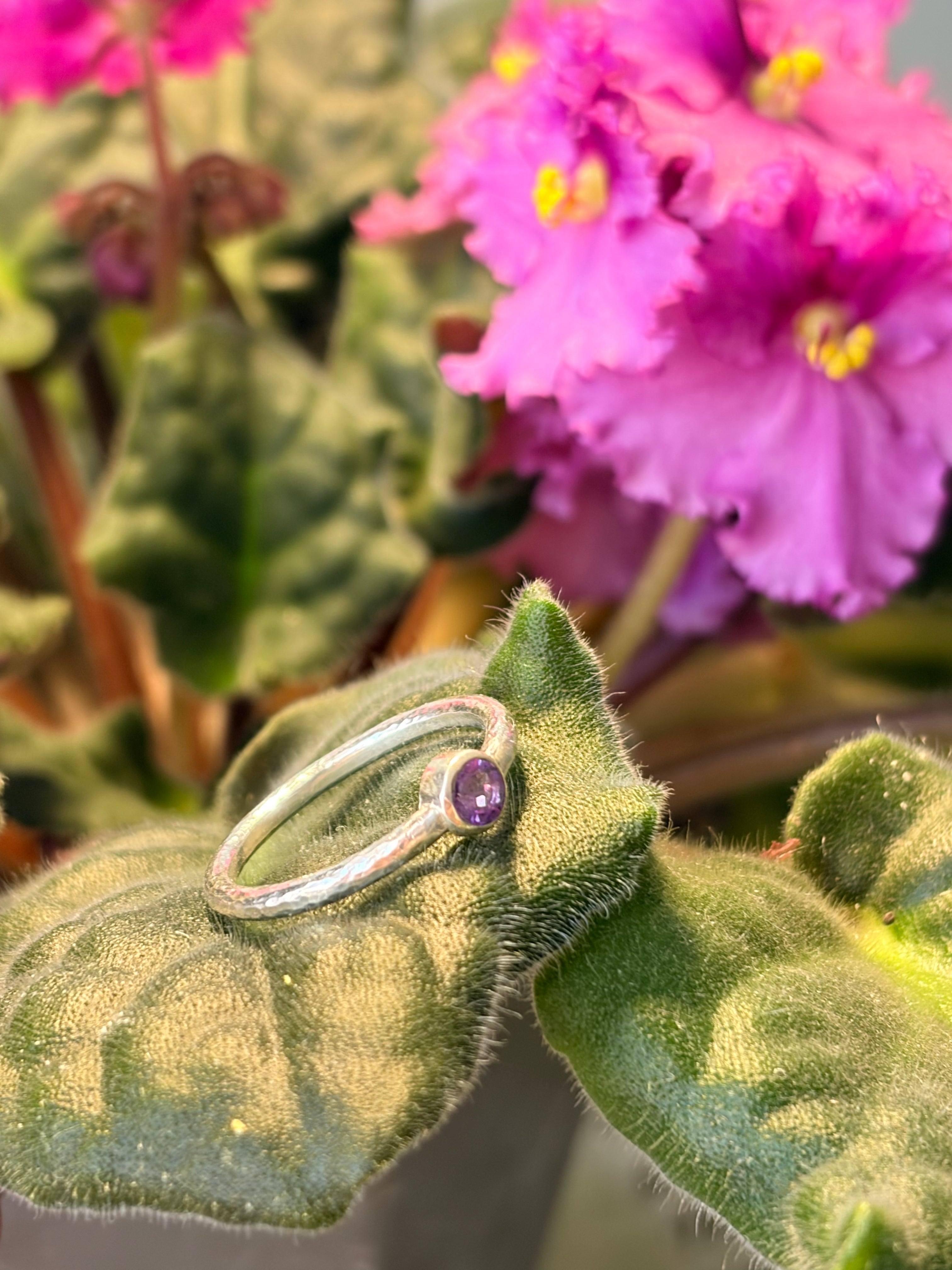Sparkly Amethyst Sterling Silver Ring