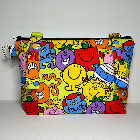 Jumbo Pouch, baby bag, carryall, holiday pack etc in colourful cartoon fabric